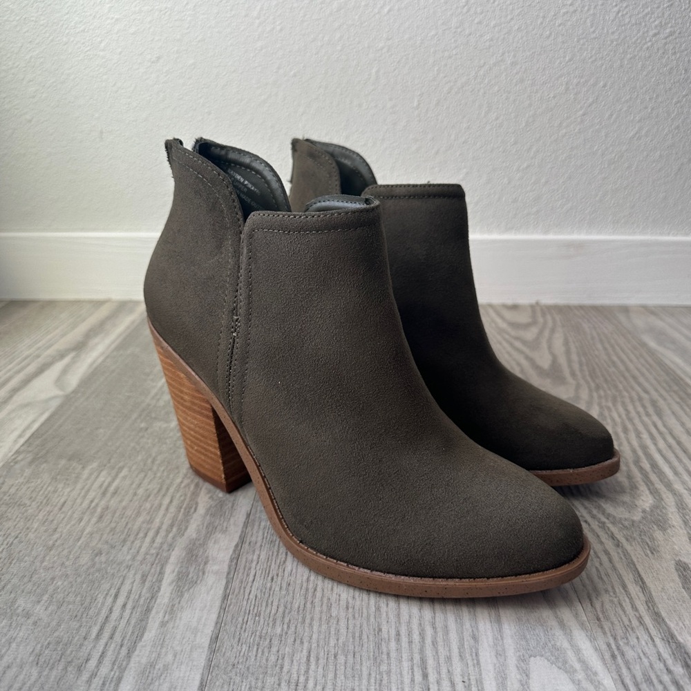 Joie Kayden Olive Faux Suede Ankle Bootie with Block Heel 8